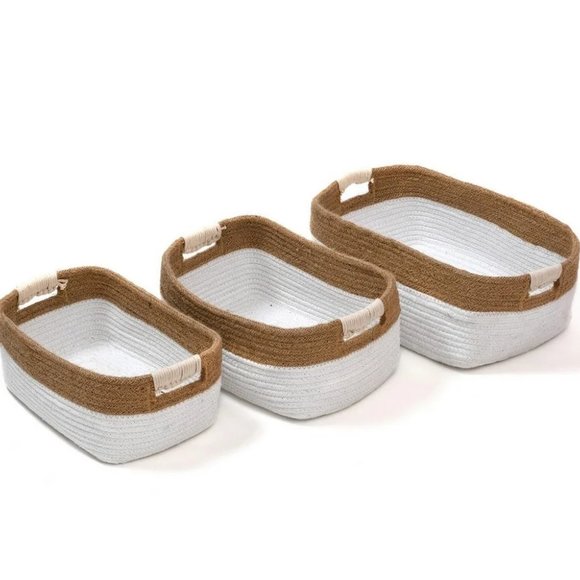 Organizer, Shelf, Gift Basket | Beige, White | Rectangle | S,M,L | 35x25x16 cm - Picture 2 of 3